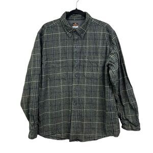 Ridgecut Mens Flannel Shirt Toughwear Button Down Pockets Plaid Green Black  L*